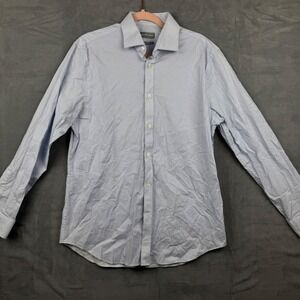 Michael Kors Men's Slim Fit Stretch Dress‎ Shirt Size 16 32/33 Blue Pattern